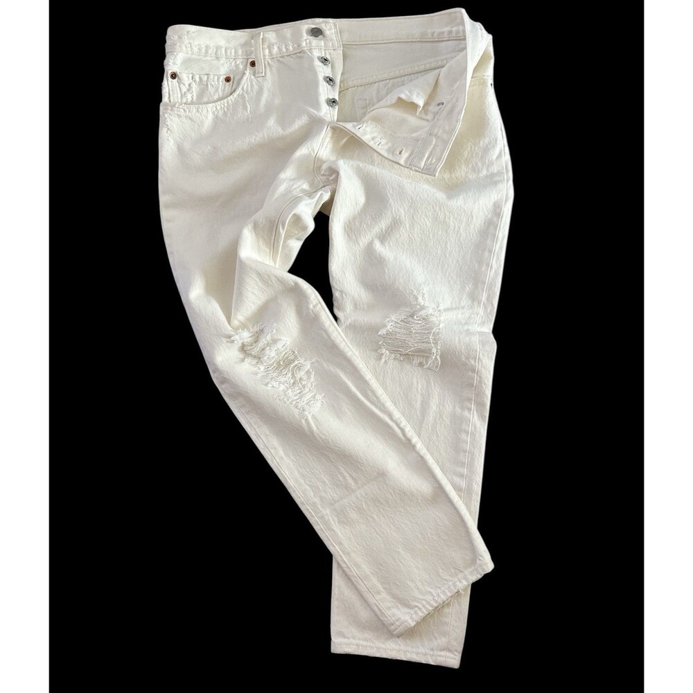 Levi's 501 Jeans Mens Size‎ 30x32 501 CT Customized Tapered Distressed White - Picture 3 of 12